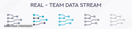 Real Time Data Stream Element For Design Graphic - Multi Styles. Vector Illustration Of Two Colored And Black. Multiple Icons Designs Can Be Used For Mobile, Ui, Web 