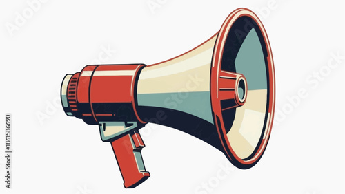 A colorful illustration of a megaphone on a white background