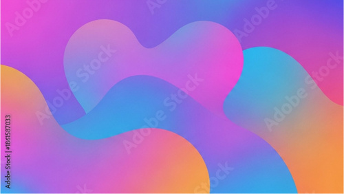 Vibrant abstract shapes in a colorful gradient background