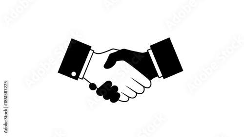 Diverse hands shaking in agreement, business partnership icon.
