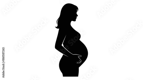 Silhouette of a pregnant woman, representing motherhood and the anticipation of childbirth.
