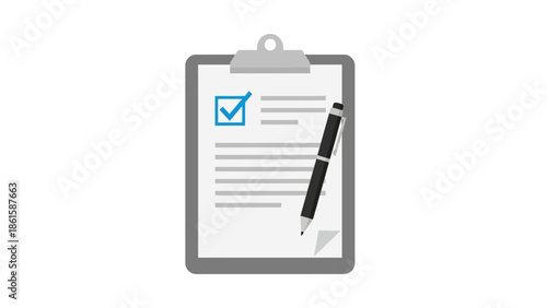 Flat design checklist with pen on clipboard illustration