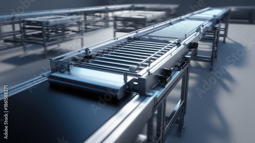 Wallpaper Mural Industrial Conveyor System in a Modern Warehouse Setting Featuring Roller Track and Smooth Surface for Efficient Transportation Torontodigital.ca