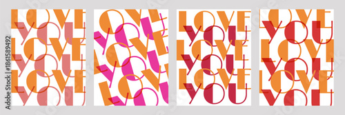 Valentine posters, a set of four colorful bookmarks with the words love you