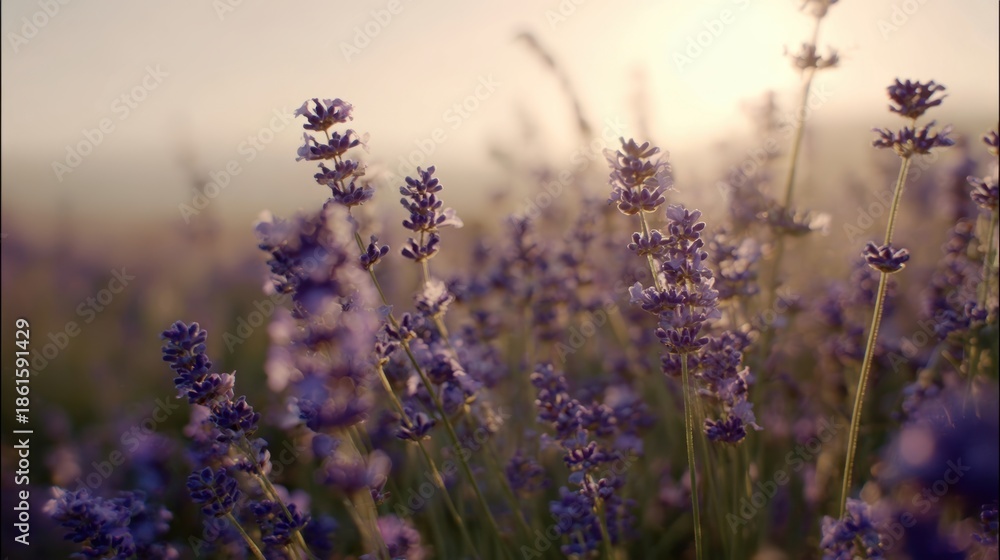 Obraz premium Lavender Field at Sunrise A Stunning Floral Display