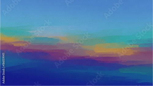 Vibrant colors of a serene landscape at dusk from a distant viewpoint