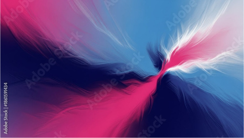 Vibrant abstract motion swirling around a mountain peak in a dynamic landscape view