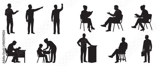 silhouettes of speaker or speech presentation