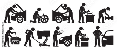 set of mechanic car repair service