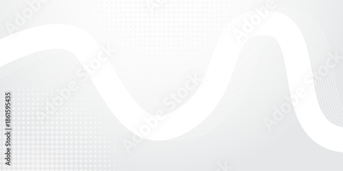 Abstract white background with elegant flowing wave shapes and subtle halftone dot patterns, featuring a modern minimalist aesthetic for professional corporate banners and digital posters.