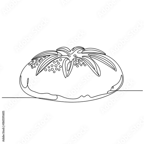 Decorated festive bread in line art style for Trifon Zarezan celebration visuals