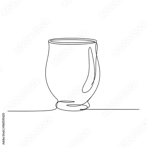 Wine glass in minimal line art style for Trifon Zarezan celebration visuals