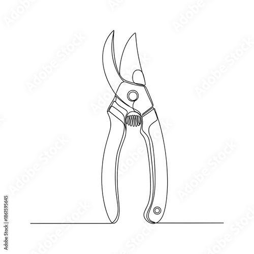 Garden shears line drawing for pruning season and Trifon Zarezan holiday