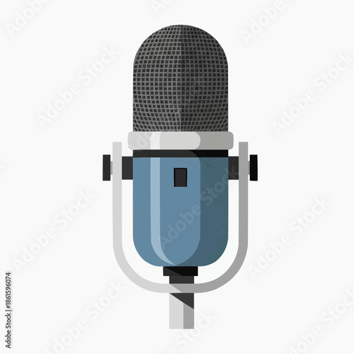 A sleek and modern microphone on a stand against a white background