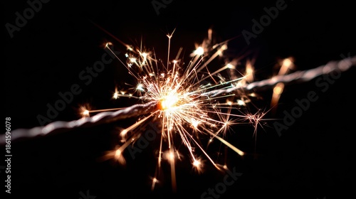 Wallpaper Mural Sparkling Golden Sparkler on Silver Wire Against Black Backdrop in Soft Light Creates Magical and Festive Atmosphere Perfect for Celebrations and Special Occasions Torontodigital.ca