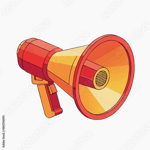 A colorful illustration of a megaphone on a white background