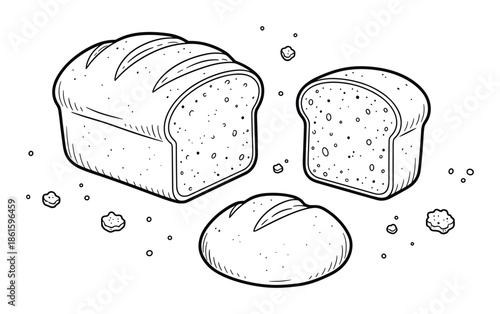 Engraved hand drawn sketch loaf of bread in vintage style baking product bakery vector art