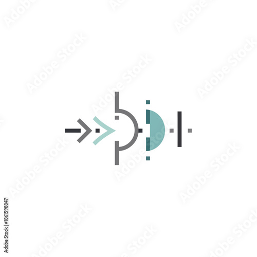 Technical Diagram Symbol for a Pneumatic Actuator with a Control Valve and Directional Flow