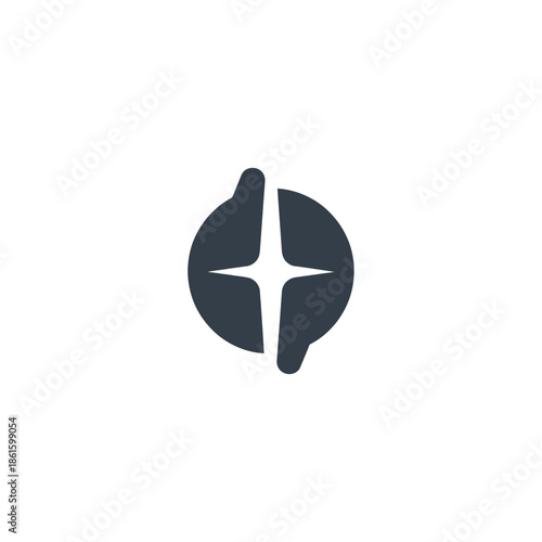 A circular abstract compass design with a star in the center, suitable for navigation or direction related applications