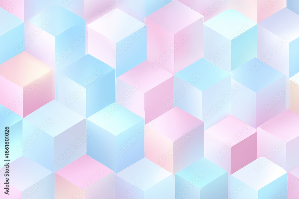 Obraz premium Soft Pastel Cubes Geometric Pattern With Subtle Gradient Lighting And Translucent Texture