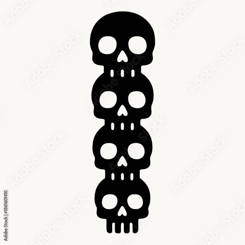 Simple silhouette vector illustration of a skull totem in bold style