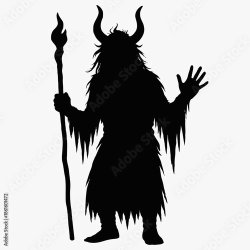 Simple silhouette vector illustration of a spirit shaman in clean style