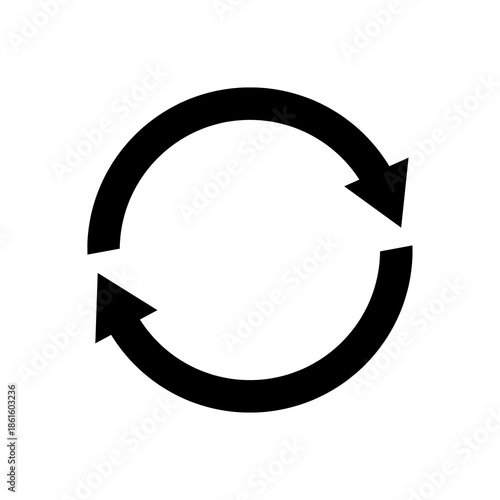 Refresh icon with circular arrows symbolizing reload, retry, synchronization, update, perfect for app UI, web interfaces, data refresh, and system reset functionality.