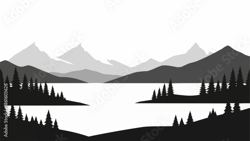 mountain landscape with lake