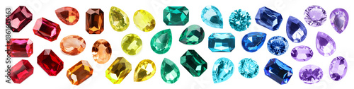 Obraz na płótnie Set of bright gemstones isolated on white