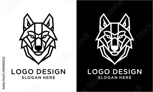 Geometric Wolf Head Logo Design with Modern Minimalist Lines.