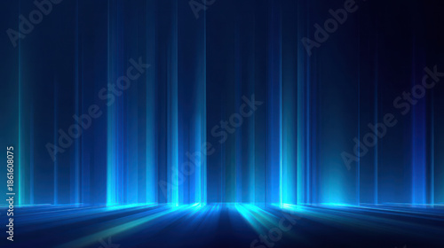 Wallpaper Mural Abstract blue neon vertical lines background with glowing light effects, creating a futuristic and cyberpunk ambiance, suitable for digital design and sci-fi themes. Torontodigital.ca