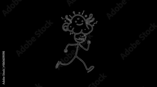 Wallpaper Mural Simple white line drawing of a running stick figure on transparent background Torontodigital.ca