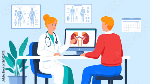 Doctor explaining kidney health to patient