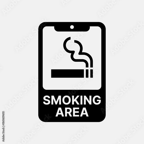 Modern Smoking Area Signage with Stylized Cigarette and Smoke Icon
