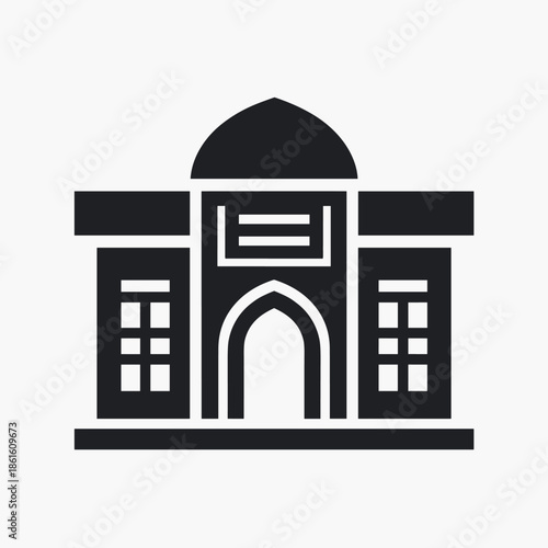 Simplified Architectural Silhouette of a Traditional Mosque