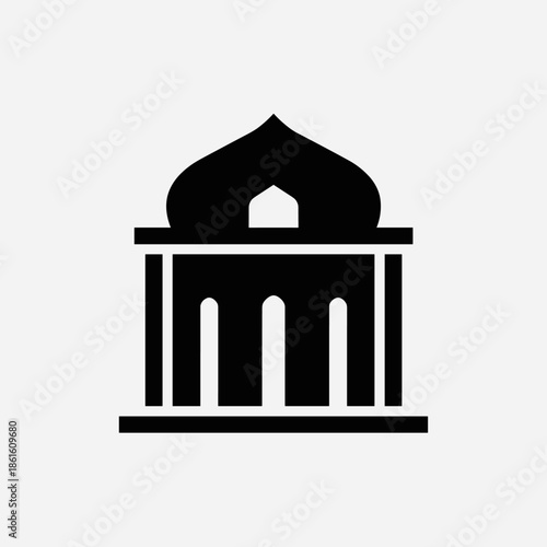 Minimalist Black Silhouette Mosque Religious Building Icon