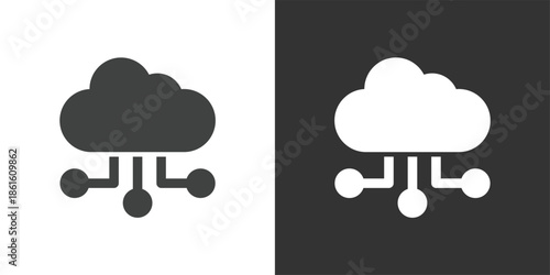 Cloud Node Infrastructure icon. Solid glyph series icon