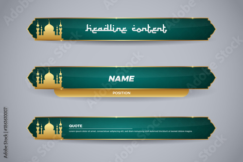 green lower third with islamic ornament for television
