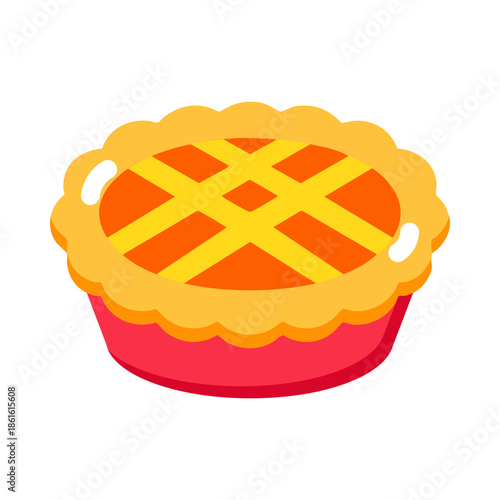 Flat style icon showing apple pie