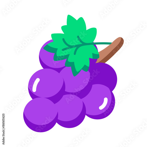 A flat style icon showing grapes