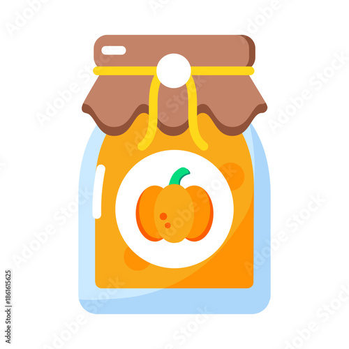Flat style icon showing pumpkin jam