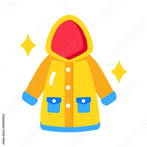 A flat style icon showing a raincoat