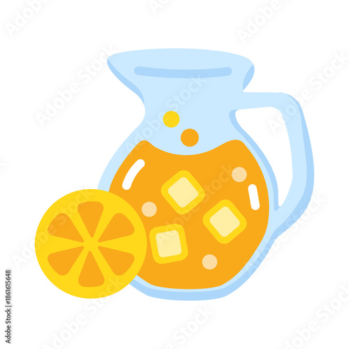 A flat style icon showing orange juice