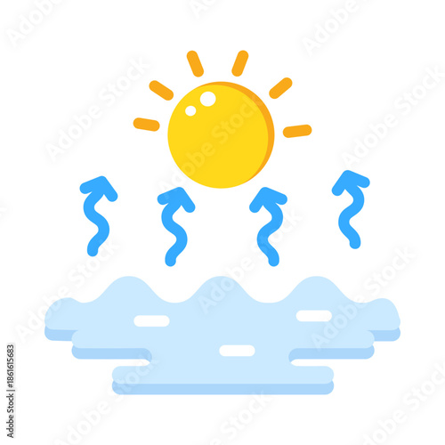 A flat style icon showing a hot day