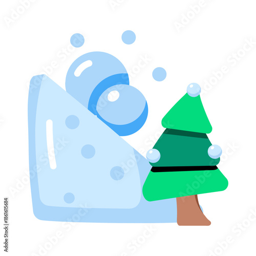 A flat style icon showing an avalanche