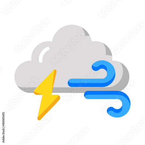 A flat style icon showing stormy weather