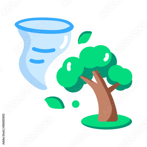 A flat style icon showing tornado disaster