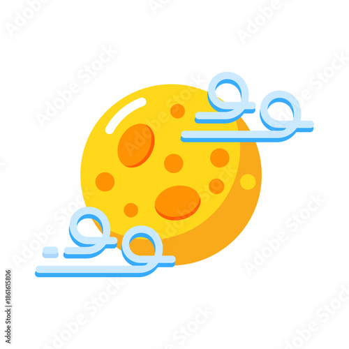 A flat style icon showing the moon