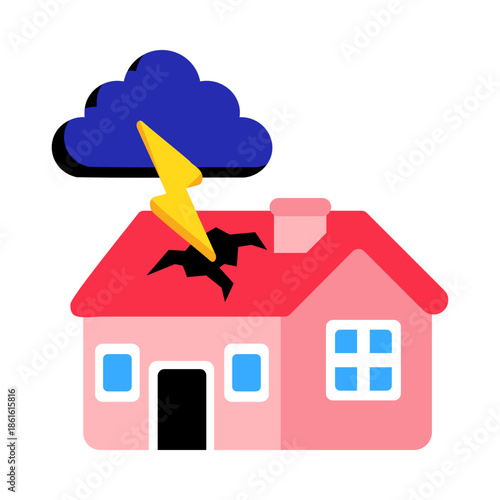 A flat style icon showing lightning strike
