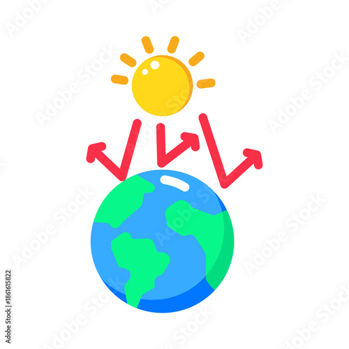 A flat style icon showing sun reflection